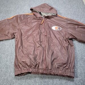 VTG Game Day NFL‎ Cleveland Browns Brown Hooded Track Jacket Windbreaker Men's L